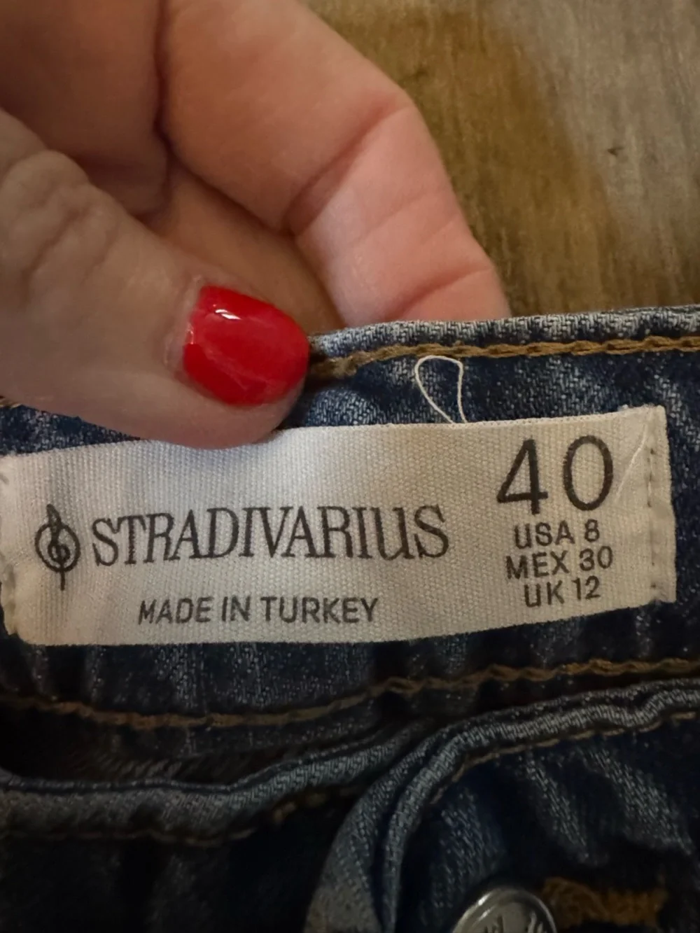 stradivarius Blue Straight-Leg Jeans Skirt with Front Slit raw hem - Picture 3 of 8